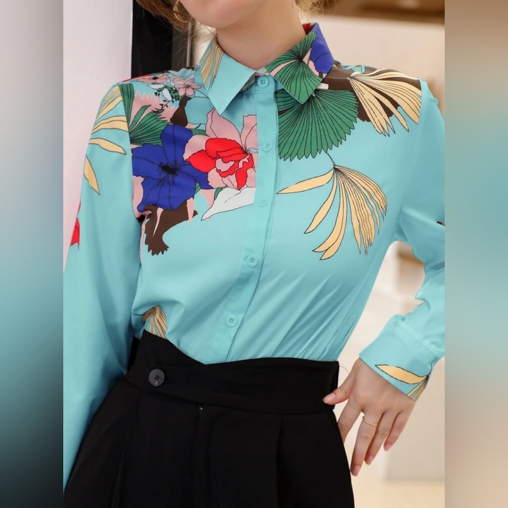 Modely Floral Print Button Front Shirt - Picture 6 of 9